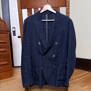 Lardini Midnight Blue Double-Breasted Blazer